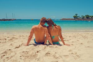 Woman Wearing Teal Bikini